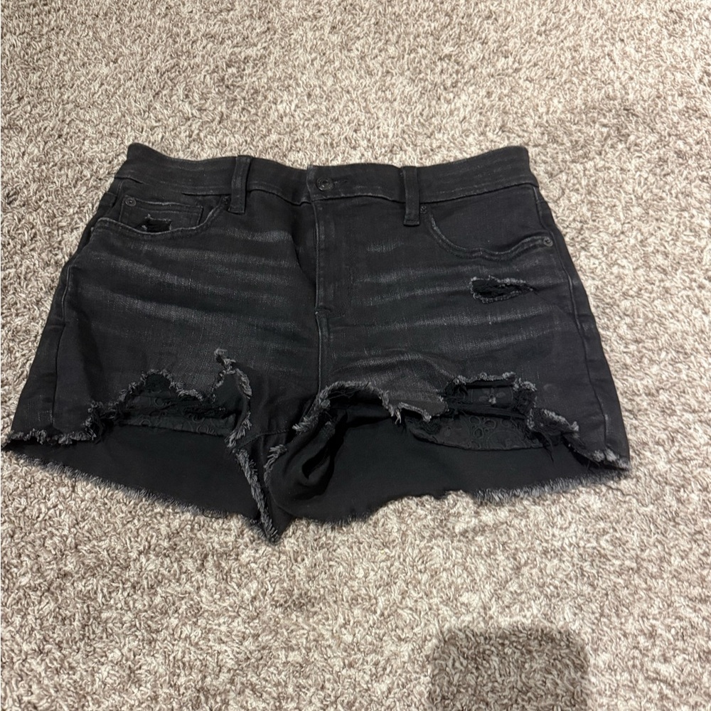 American Eagle Black Ripped Denim Shorts